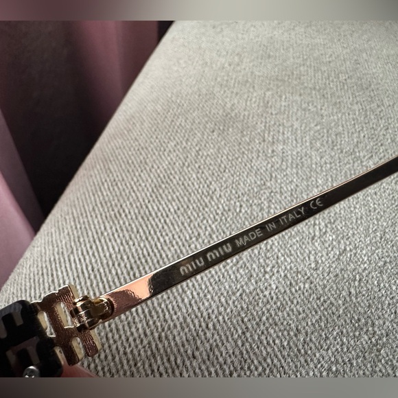 Miu Miu Shield Sunglasses – Black/Gold (Style WH4085) - Picture 6 of 11